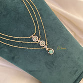 Elegant Aqua Green AD Stone Pendant 3 Layer Chain-G14689